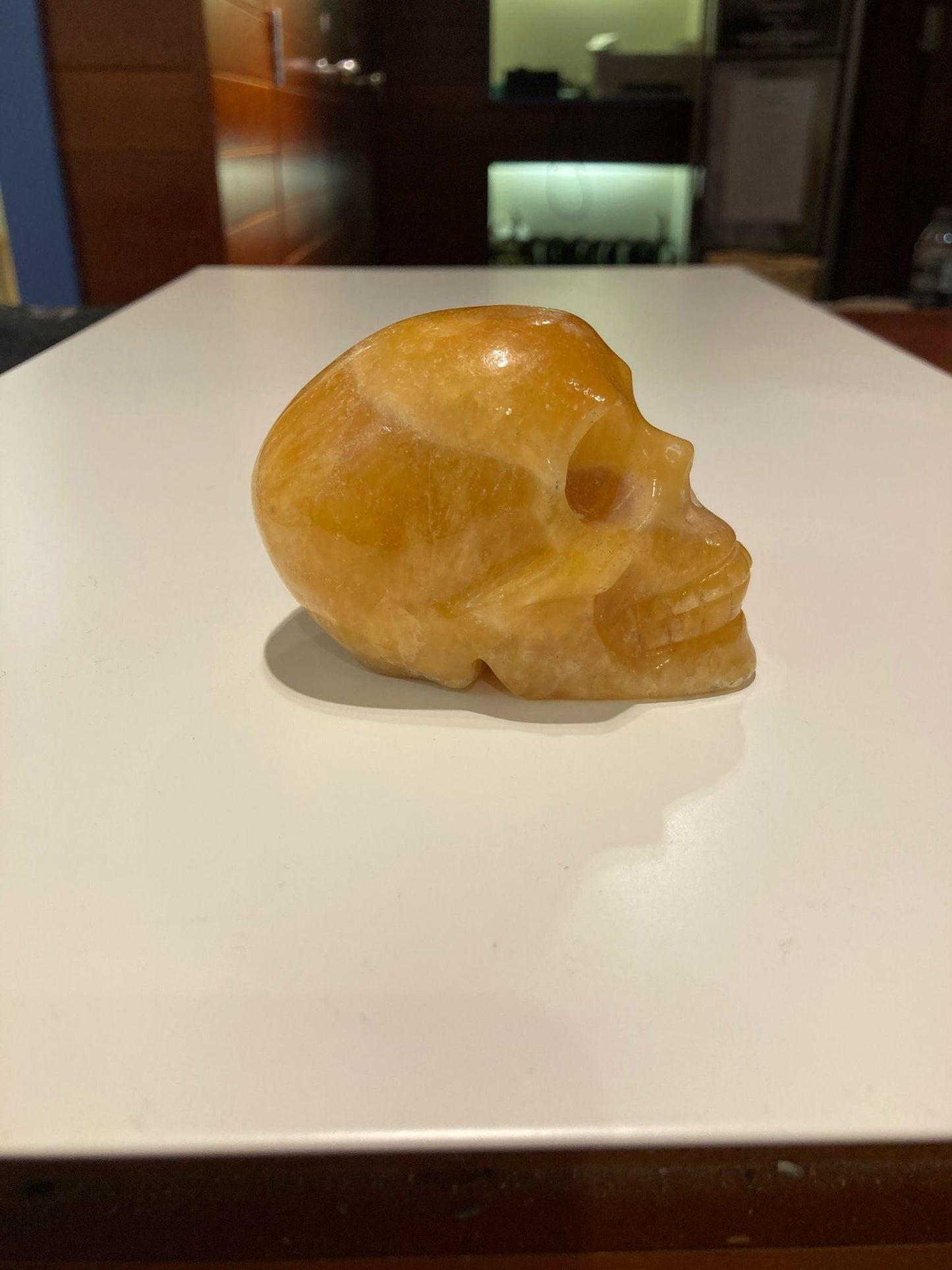 Orange Calcite Skull ( 345g ) - Crystals By Astraea