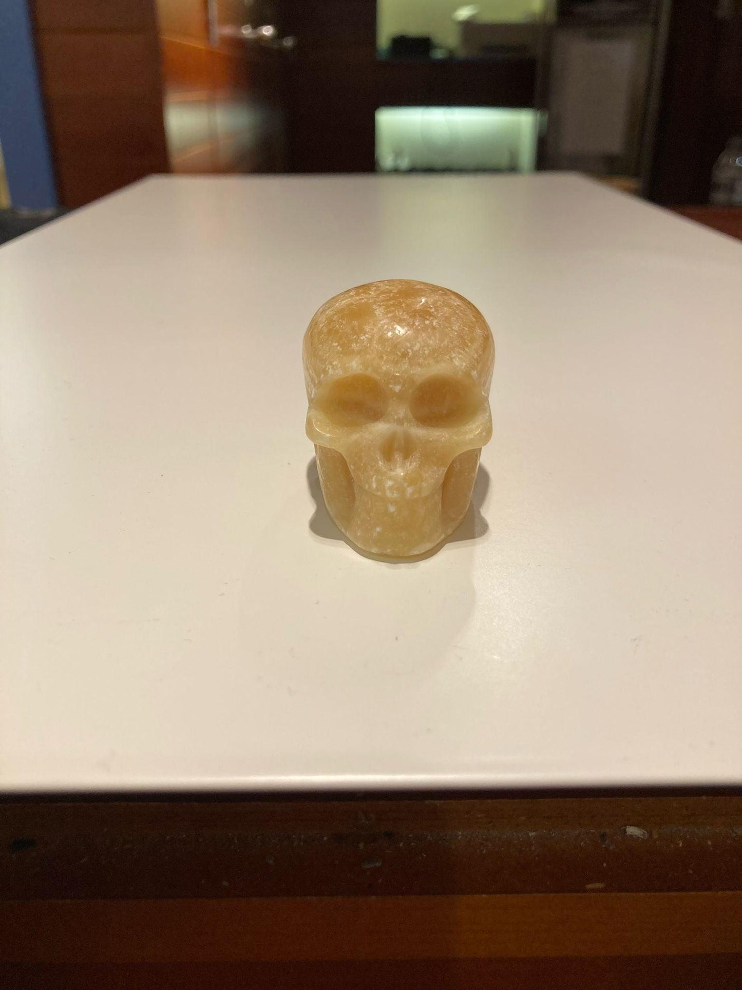 Orange Calcite Skull ( 95g ) - Crystals By Astraea