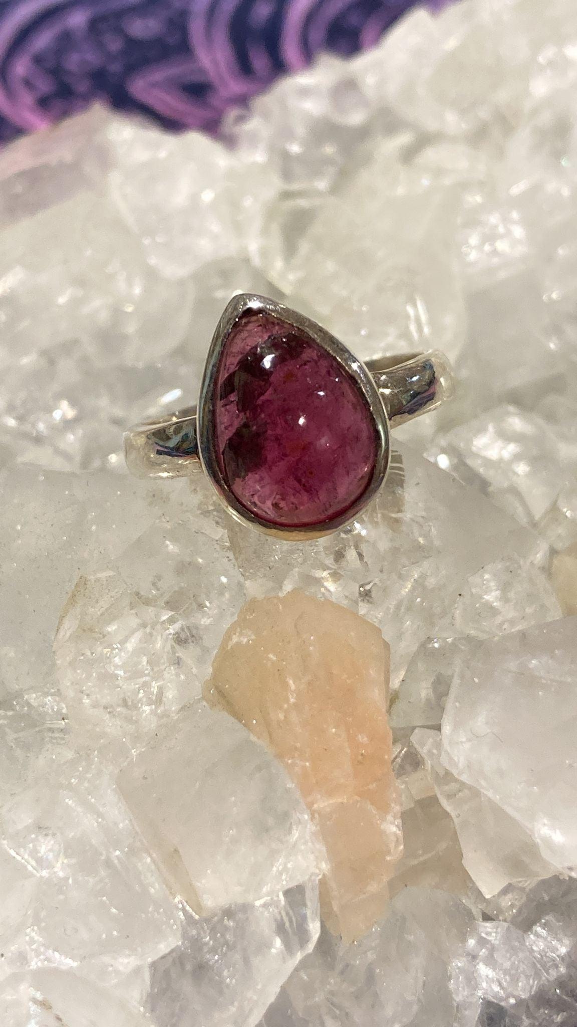 Pink Tourmaline Ring ( Size N ) - Crystals By Astraea