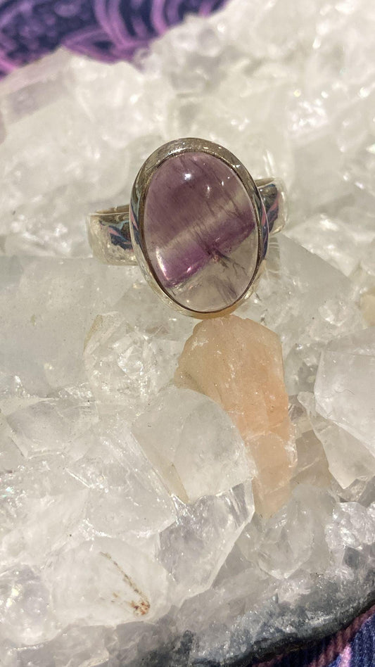 Rainbow Fluorite Ring ( Size P ) - Crystals By Astraea