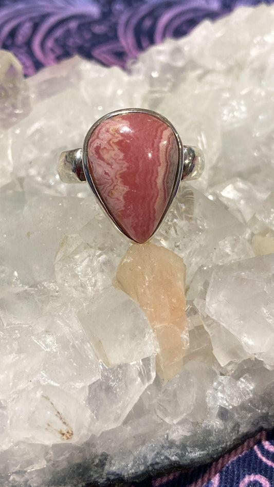 Rhodochrosite Ring ( Size Q ) - Crystals By Astraea