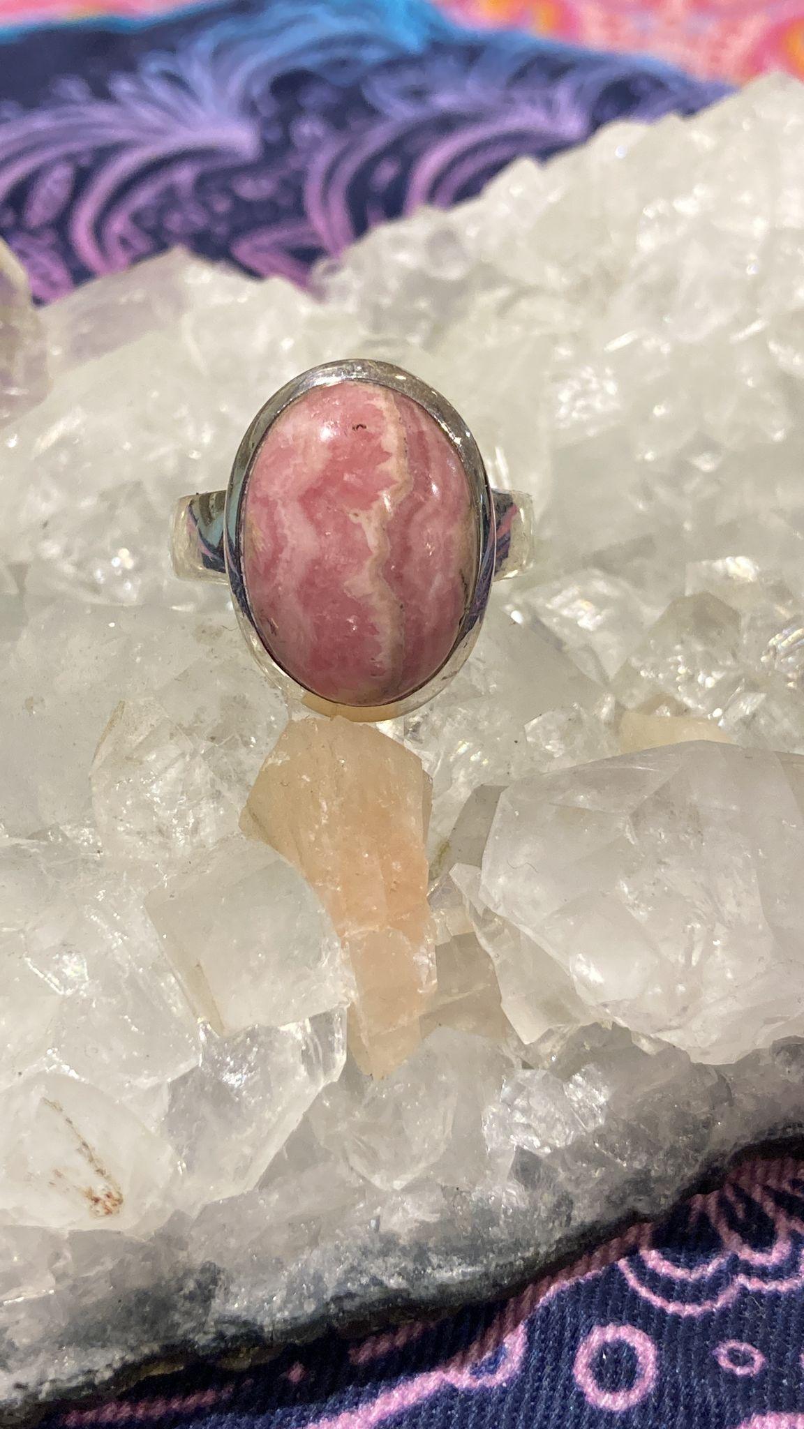 Rhodochrosite Ring ( Size R ) - Crystals By Astraea