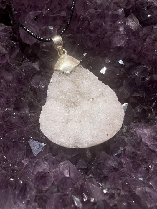 White Druzy Agate Pendant - Crystals By Astraea