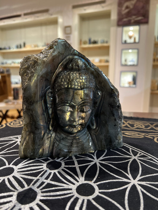 Labradorite Hand Carved Buddha Head (1.6kg )