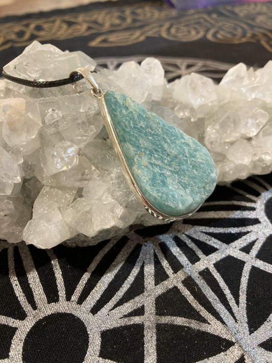 Amazonite Raw Pendant (Silver) - Crystals By Astraea