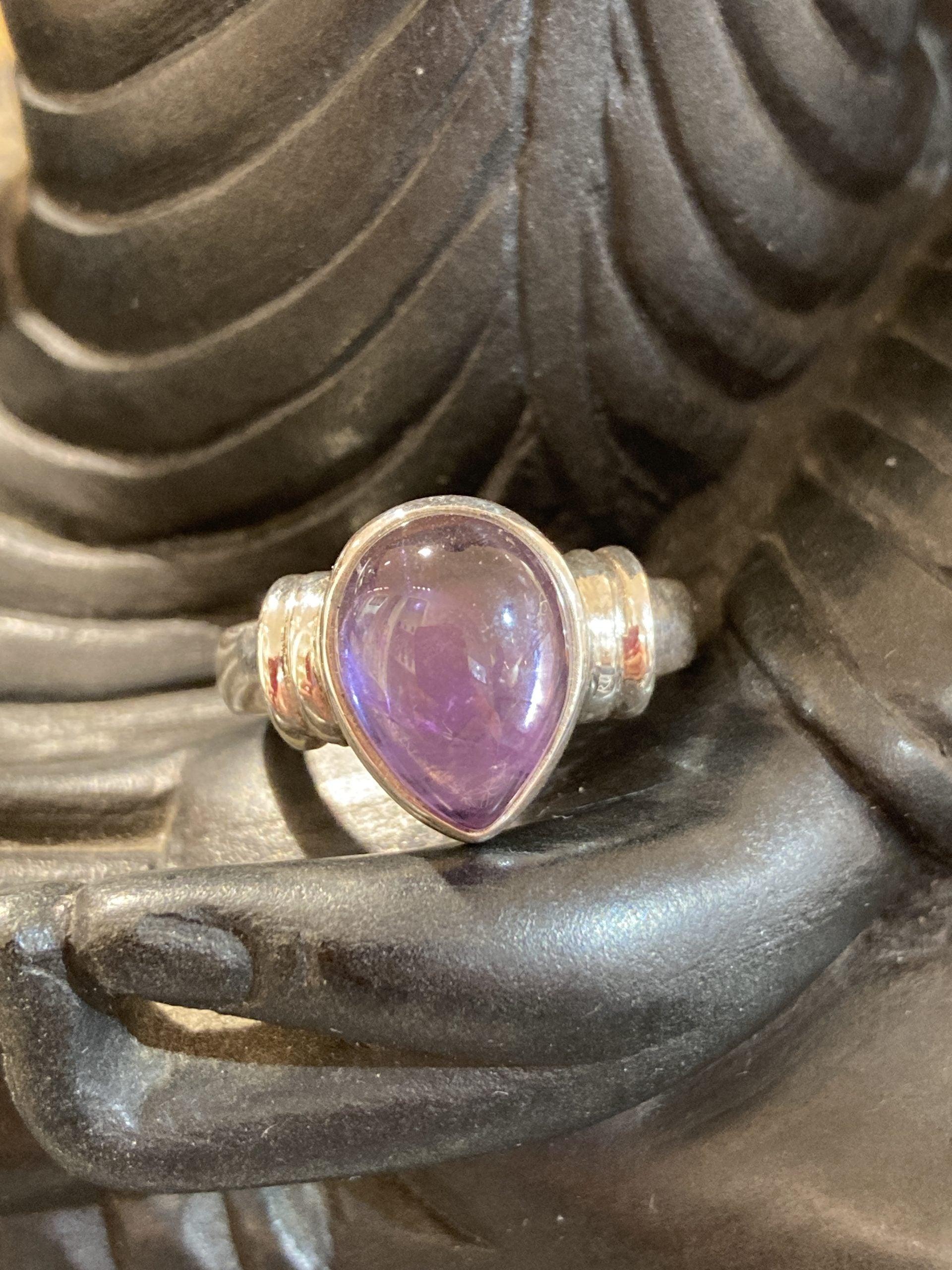 Amethyst Ring (Silver ) (Size Q) - Crystals By Astraea