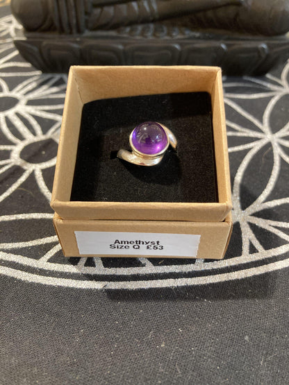 Amethyst Ring (Silver ) (Size Q) - Crystals By Astraea