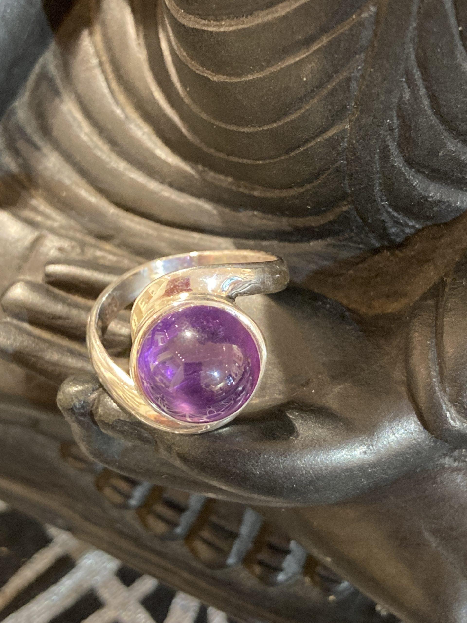 Amethyst Ring (Silver ) (Size Q) - Crystals By Astraea