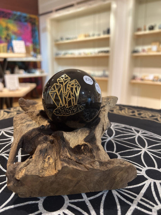 Black Obsidian Sphere ( Gold 510g ) - Crystals By Astraea