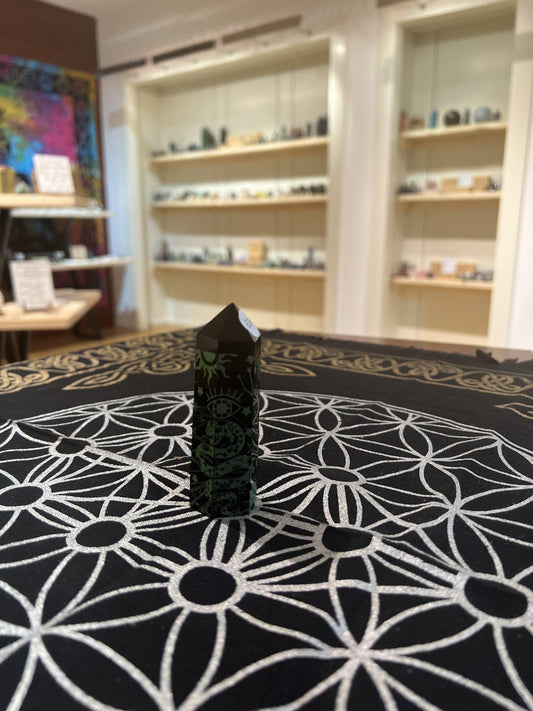 Black Obsidian Tower ( Green 100g ) - Crystals By Astraea