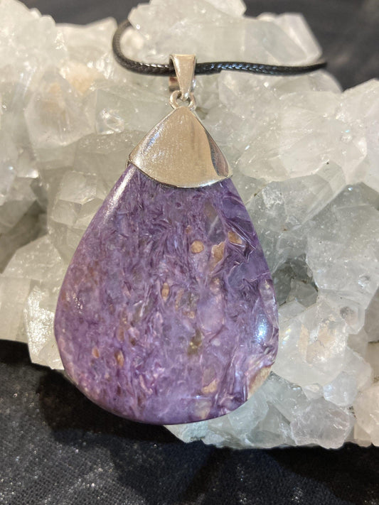 Charoite Pendant (Silver) - Crystals By Astraea