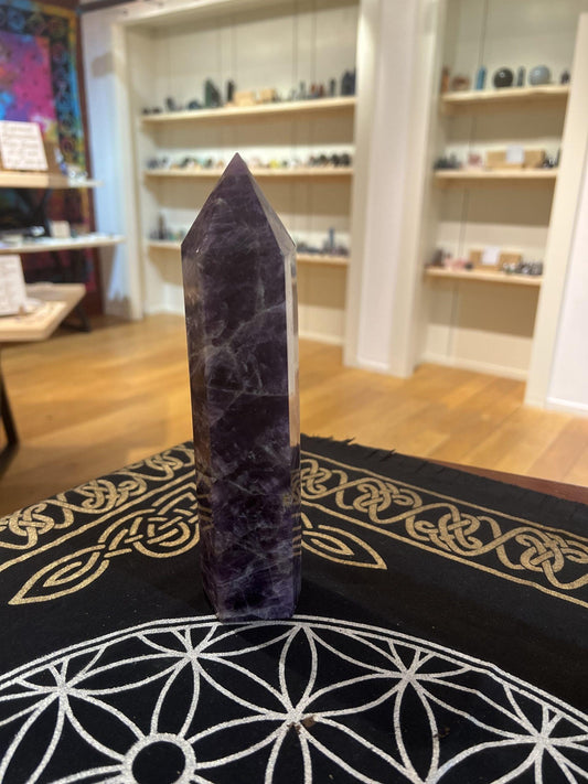 Chevron Amethyst Tower ( 863g ) - Crystals By Astraea