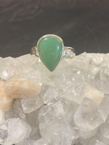 Chrysoprase Ring (Size P) (Silver) - Crystals By Astraea