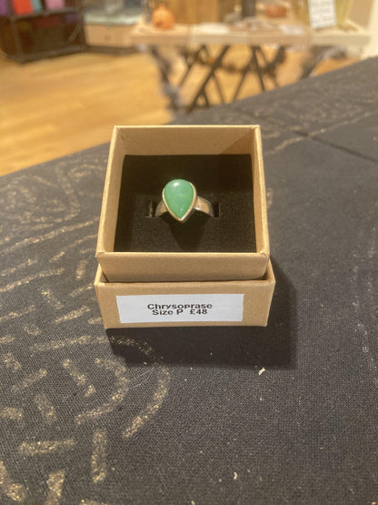 Chrysoprase Ring (Size P) (Silver) - Crystals By Astraea