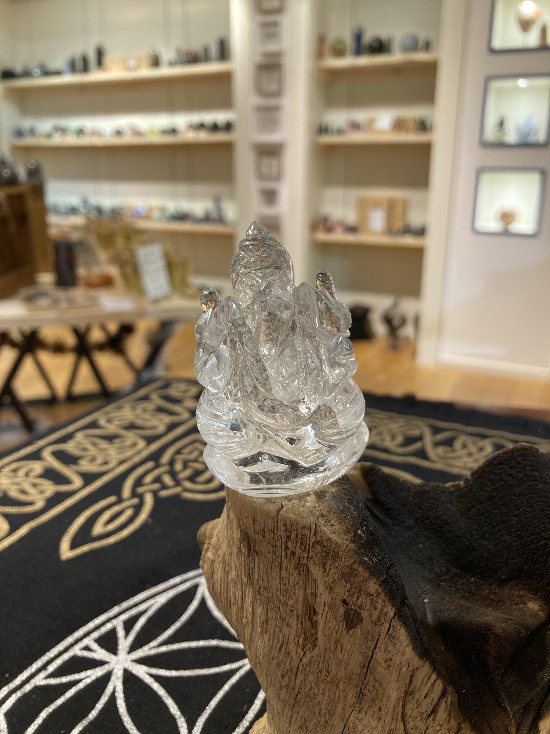 Clear Quartz Hand Carved Ganesh (90g) - Crystals By Astraea