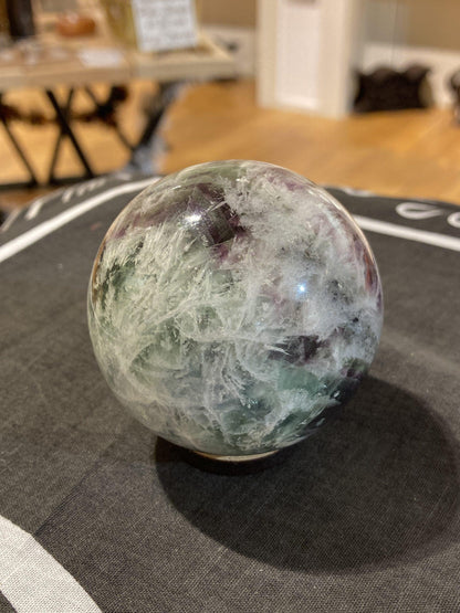 Fluorite Sphere ( Snowflake ) (375g) - Crystals By Astraea