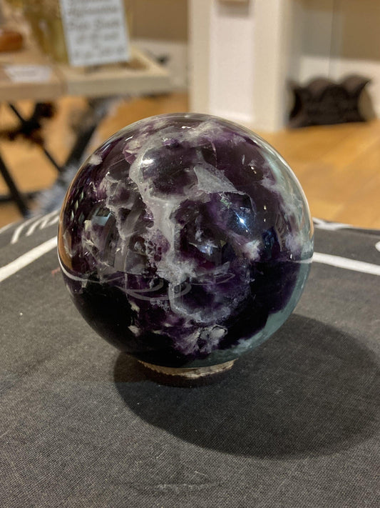 Fluorite Sphere ( Snowflake ) (455g) - Crystals By Astraea