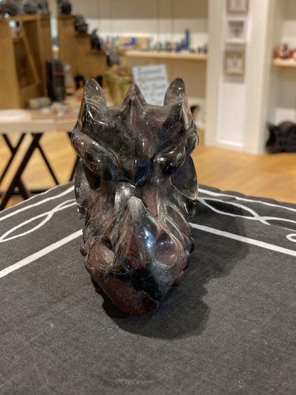 Garnet & Arfvedsonite Dragon Head (975g) - Crystals By Astraea