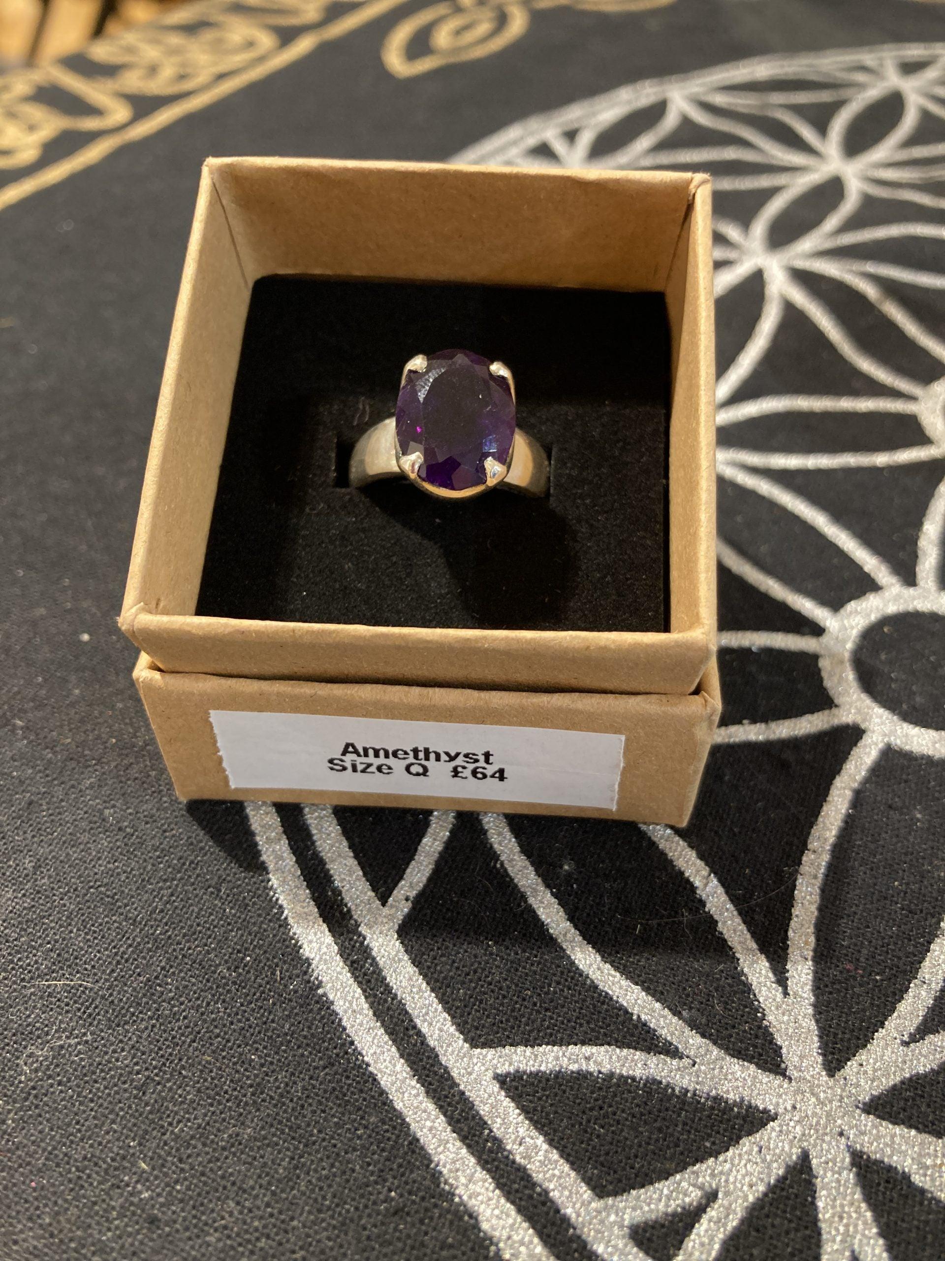 Amethyst Ring (Silver ) (Size Q) - Crystals By Astraea