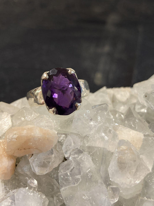 Amethyst Ring (Silver ) (Size Q) - Crystals By Astraea