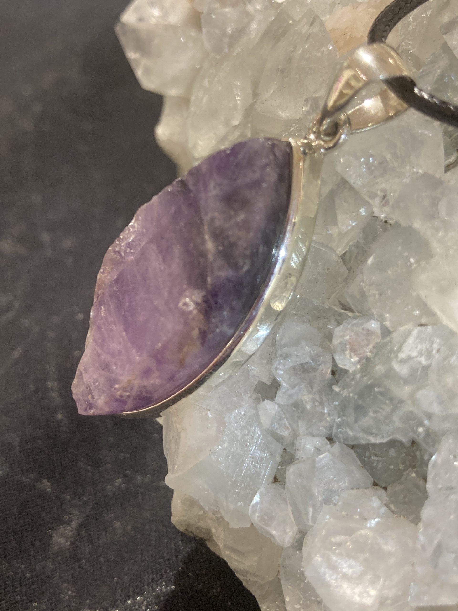 Amethyst Raw Pendant (Silver ) - Crystals By Astraea