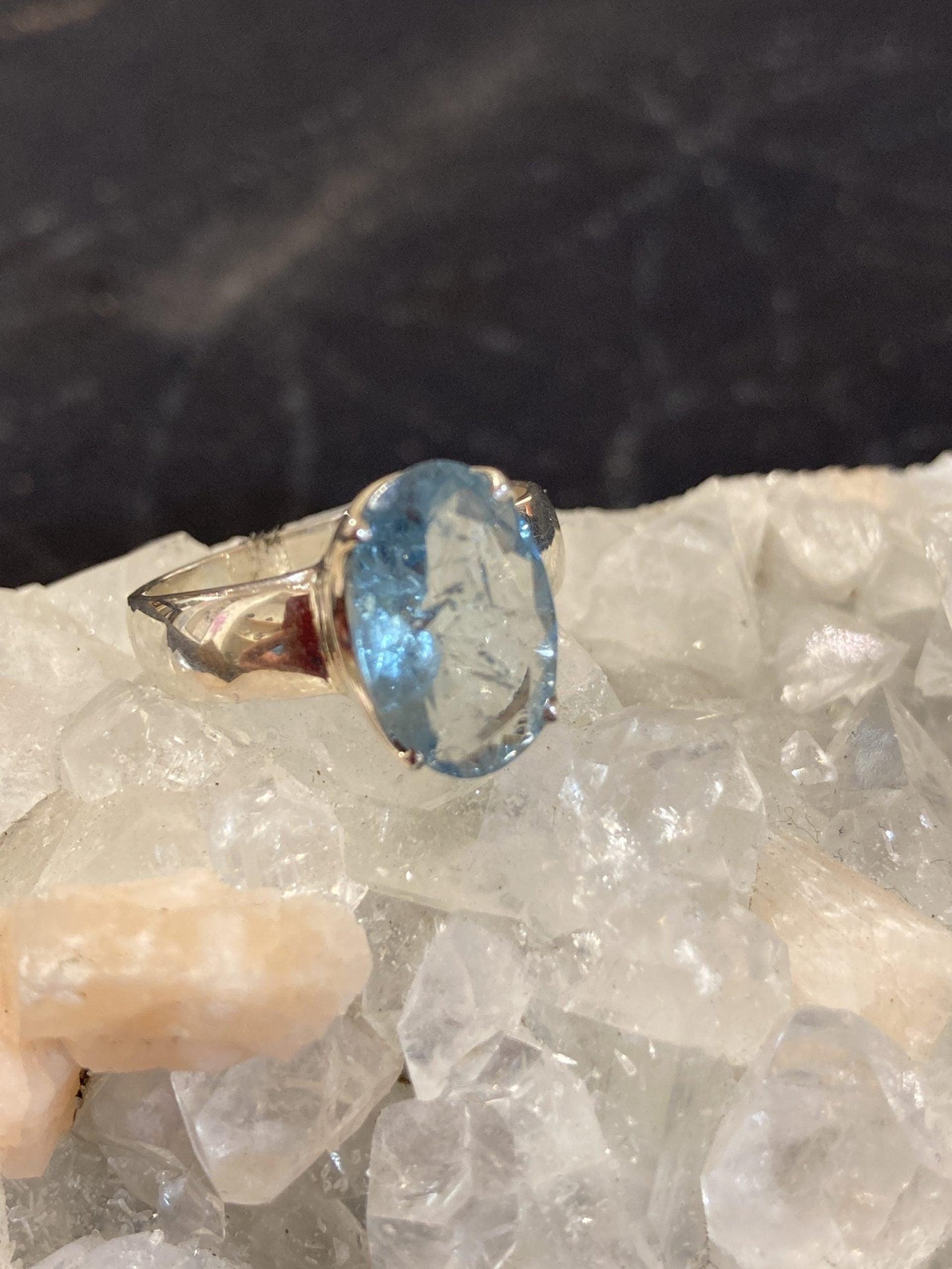 Blue Topaz Ring (Size Q) (Silver) - Crystals By Astraea