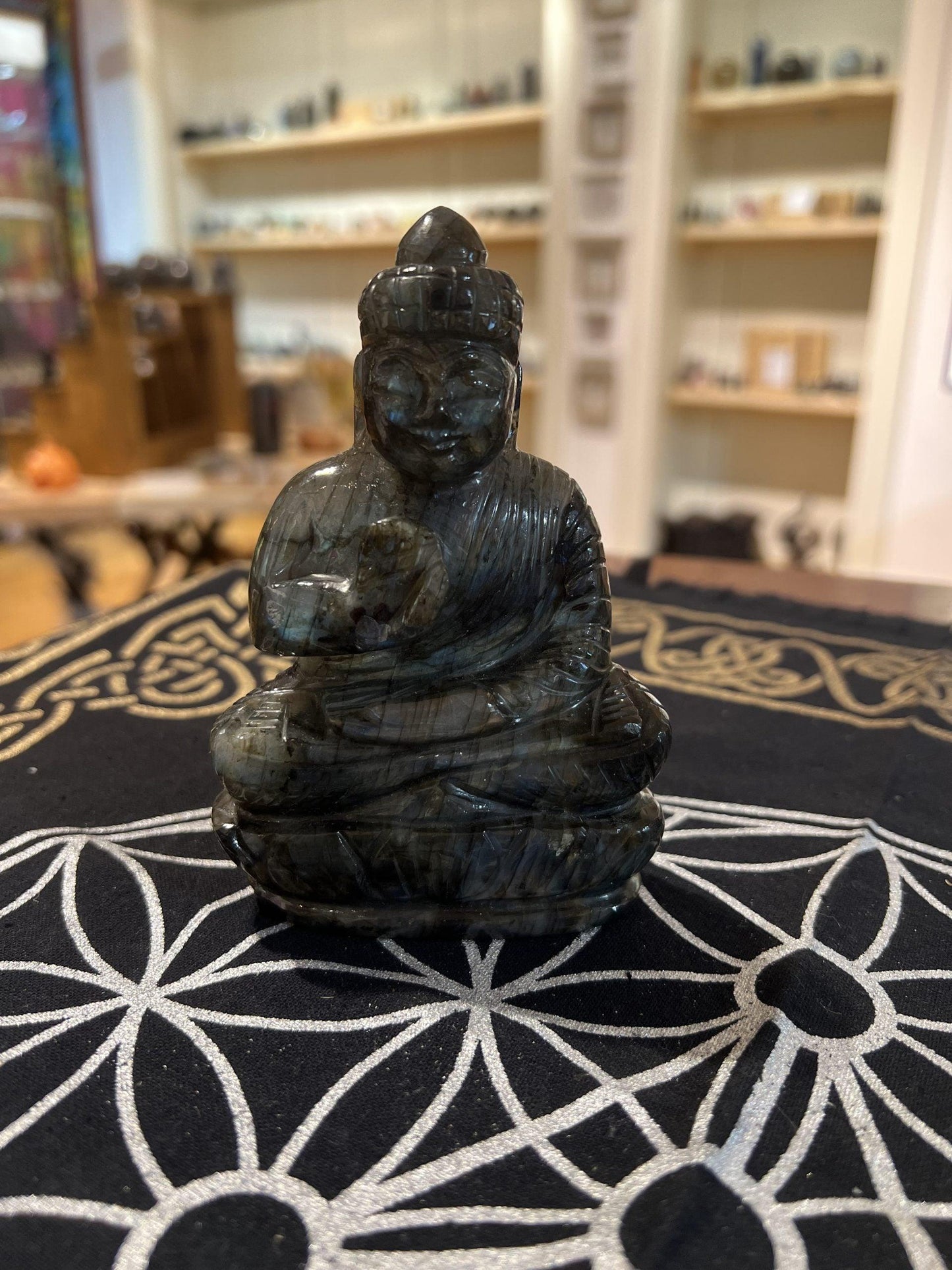 Labradorite Hand Carved Buddha (380g) - Crystals By Astraea