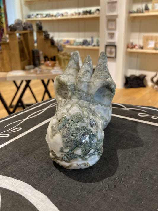 Moss Agate Dragon Head (985g) - Crystals By Astraea